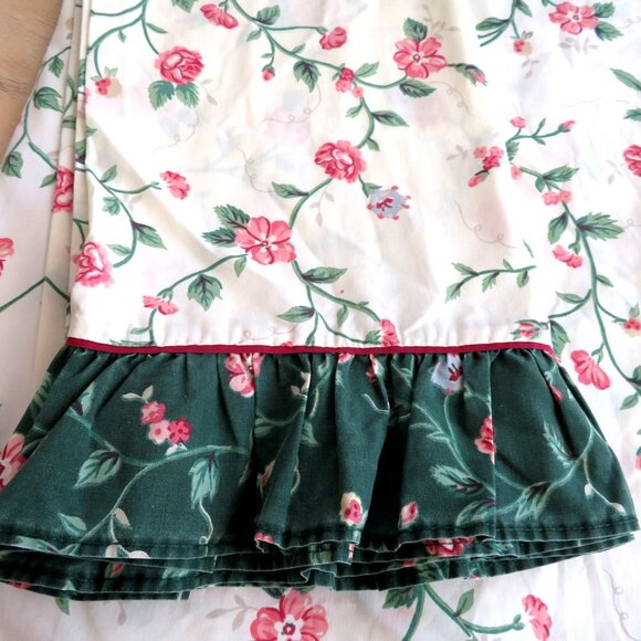 Vintage Cannon Full Sheet Set 1 Flat 2 Pillowcases Floral Ruffle Cottage Romanic - Picture 3 of 9